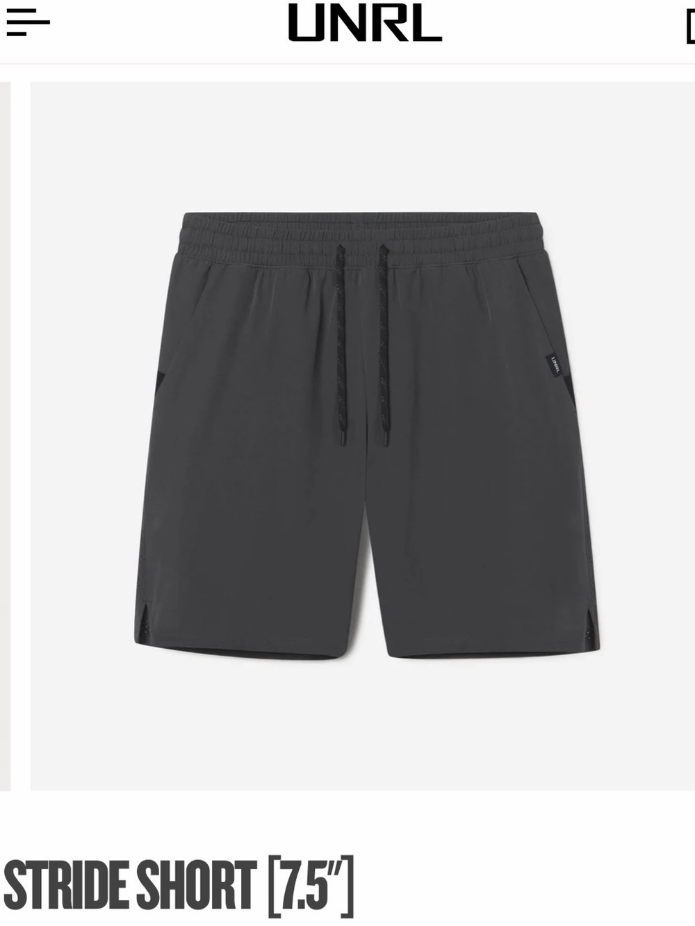 UNRL Stride Short 7.5" - Graphite